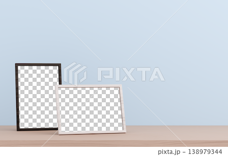 3D material_Photo frame_Light blue background 3D material_Photo frame_Light blue background 138979344