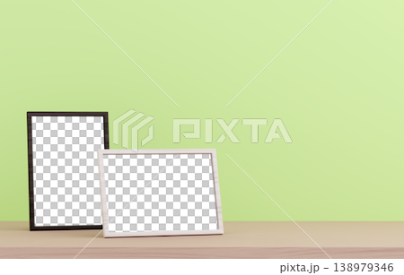 3D material_Photo frame_Green background 138979346
