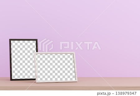 3D material_Photo frame_Purple background 3D material_Photo frame_Purple background 138979347