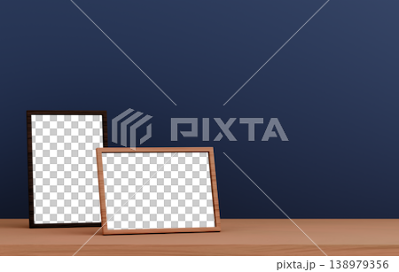 3D Material_Photo Frame_Navy Background 138979356