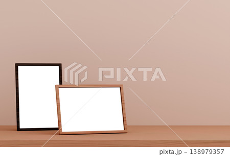3D素材_写真立て_ベージュ背景 138979357