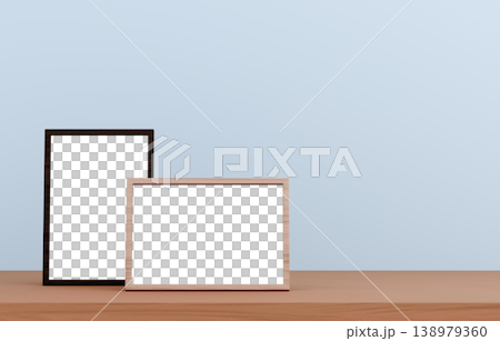 3D material_Photo frame_Light blue background 3D material_Photo frame_Light blue background 138979360