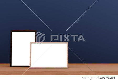3D素材_写真立て_紺背景 3D素材_写真立て_紺背景 138979364