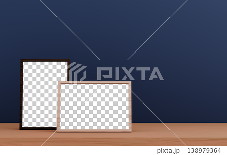 3D Material_Photo Frame_Navy Background 3D Material_Photo Frame_Navy Background 138979364