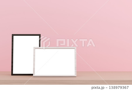 3D素材_写真立て_ピンク背景 3D素材_写真立て_ピンク背景 138979367