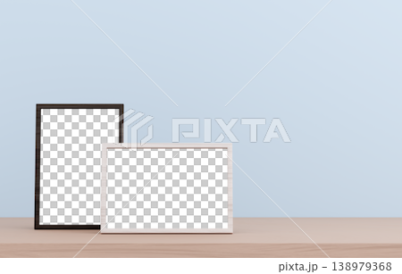 3D material_Photo frame_Light blue background 138979368