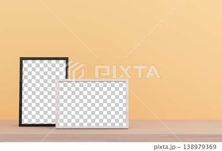 3D material_Photo frame_Yellow background 138979369