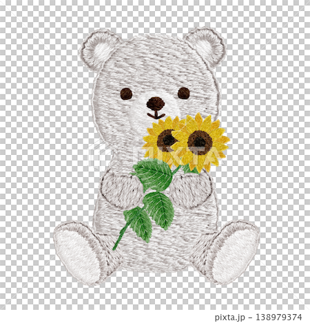 【北極熊與向日葵】手工刺繡插畫材料 【北極熊與向日葵】手工刺繡插畫材料 138979374
