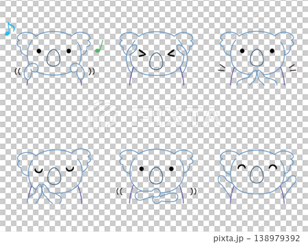 手遊びをするコアラのイラストセット カラー線画 手遊びをするコアラのイラストセット カラー線画 138979392