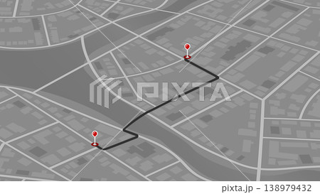 Futuristic city map with GPS navigation route. Urban landscape with path. Smart transportation and logistics concept. Vector illustration for navigation tracking 138979432