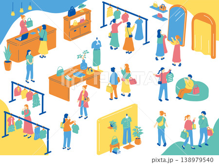 衣料品店の買い物風景 138979540