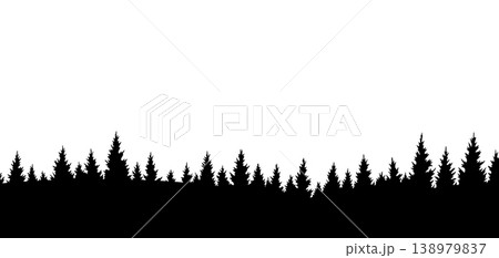 Mountains silhouettes landscape background. Rocky panorama with mountains skyline and pine tree forest. Scenery with slopes, vector cartoon illustration Mountains silhouettes landscape background. Rocky panorama with mountains skyline and pine tree forest. Scenery with slopes, vector cartoon illustration 138979837