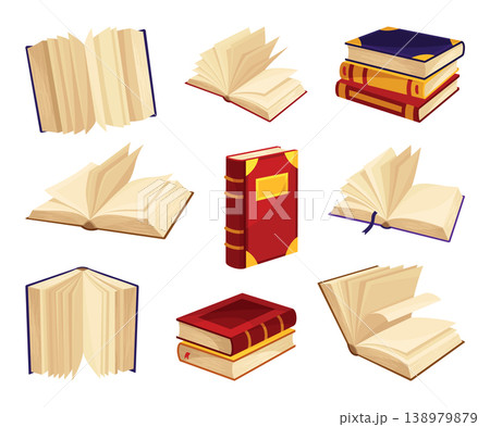 Old book collection. Wisdom or education concept. Vintage library design element. Ancient writing stationery symbol for poetry work or education Old book collection. Wisdom or education concept. Vintage library design element. Ancient writing stationery symbol for poetry work or education 138979879