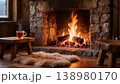 Cozy Stone Fireplace 138980170