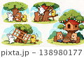 Cute Bears Building a Treehouse 138980177