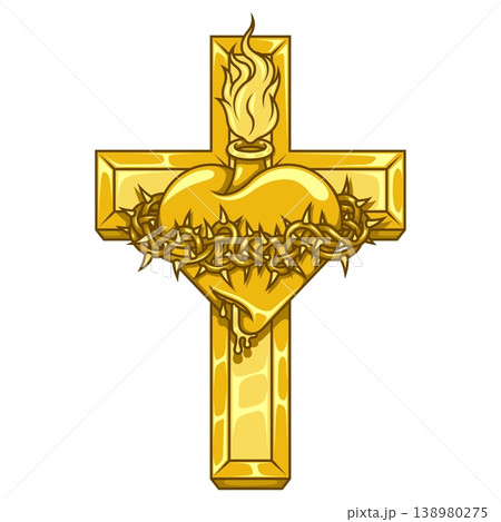 Sacred Heart and Metal Cross Gold Sacred Heart and Metal Cross Gold 138980275