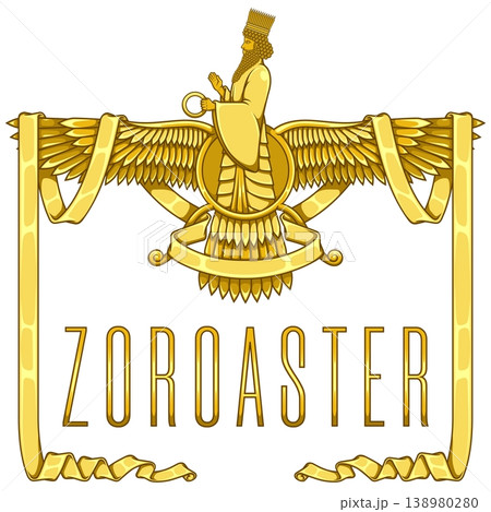 Golden Faravahar Icon in Gold 138980280