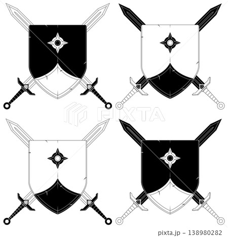 Heraldic outline of medieval weapons 138980282