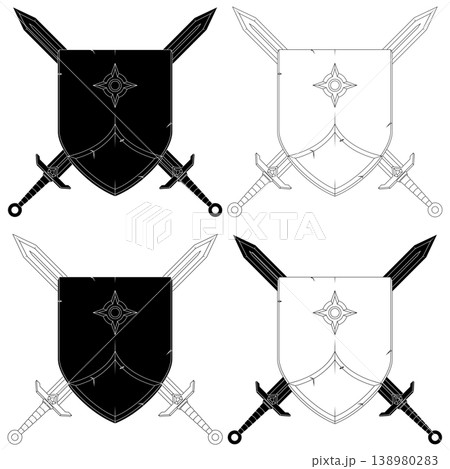 Lines of shield and swords in BW 138980283