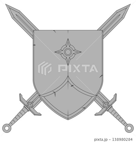 Medieval shield gray with thick stroke 138980284
