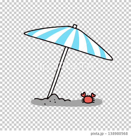 陽傘和螃蟹的插圖 138980568