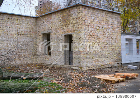 Preparing an old brick building for renovation and repair Preparing an old brick building for renovation and repair 138980607