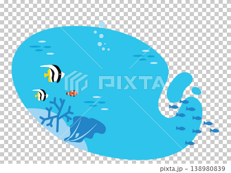 可愛的抽像水下畫框 可愛的抽像水下畫框 138980839