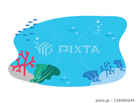 可愛い抽象的な形の海中フレーム 138980844