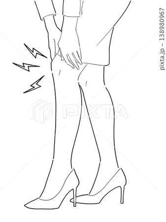 膝の痛み 女性 白黒イラスト 膝の痛み 女性 白黒イラスト 138980967