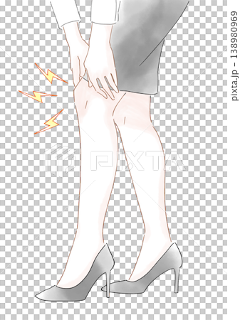 Knee pain, woman, watercolor-style illustration Knee pain, woman, watercolor-style illustration 138980969