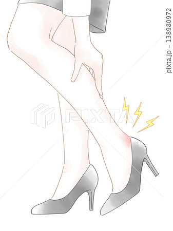 靴擦れ　女性　水彩風イラスト 138980972