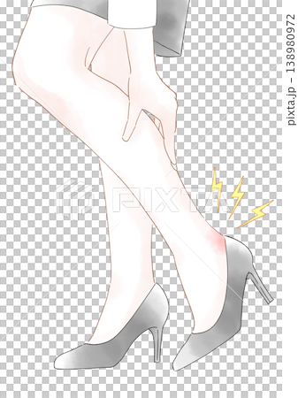 靴擦れ　女性　水彩風イラスト 138980972