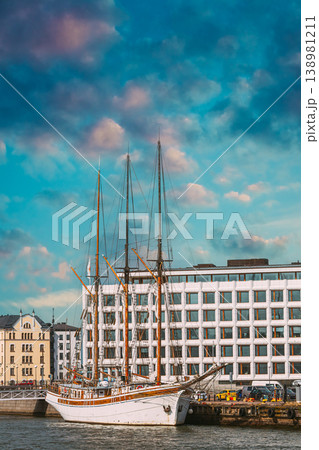 Classic Sailboat Moored at Helsinki Waterfront 138981211