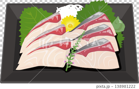 Yellowtail sashimi served on a square plate 138981222