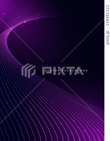 Modern abstract background featuring smooth flowing purple and violet gradient waves lines. 138981322