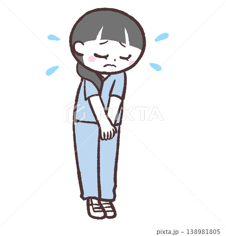 謝罪する医療従事者の女性のイラスト 謝罪する医療従事者の女性のイラスト 138981805