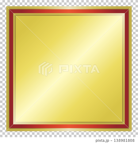 A gold medal (square) with a red line. A gold medal (square) with a red line. 138981808