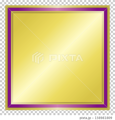A gold medal (square shape) with purple lines. A gold medal (square shape) with purple lines. 138981809