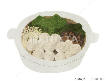 肉団子とキノコなど野菜と煮込む鍋 138981869