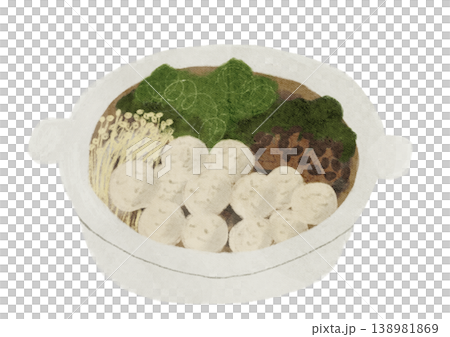 肉団子とキノコなど野菜と煮込む鍋 138981869
