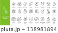 Wellness and eco beauty icon set, Skincare line art cosmetic elements with editable stroke, natural skincare symbols, illustration 138981894