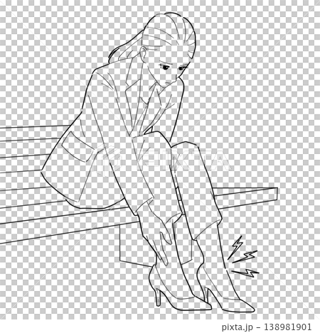 女人腳上的水泡(黑白插圖) 女人腳上的水泡(黑白插圖) 138981901