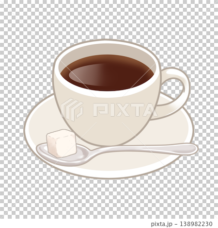 角砂糖とスプーンが添えられたコーヒーカップのイラスト素材 角砂糖とスプーンが添えられたコーヒーカップのイラスト素材 138982230