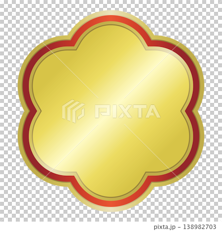 A gold medal (flower) with a red line. A gold medal (flower) with a red line. 138982703