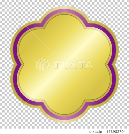 A gold medal (flower) with purple lines. A gold medal (flower) with purple lines. 138982704