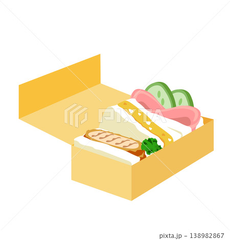 開けたサンドイッチBOXのイラスト 138982867