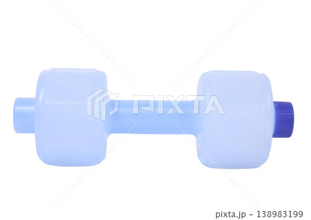 Dumbbell shaped water bottle on transparent background. 138983199