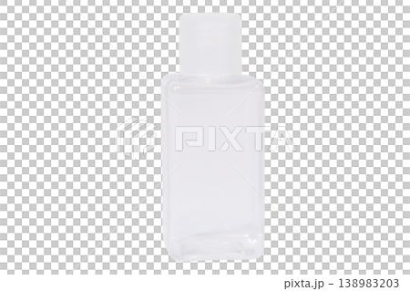 Clear plastic travel bottle isolated on transparent background. Clear plastic travel bottle isolated on transparent background. 138983203