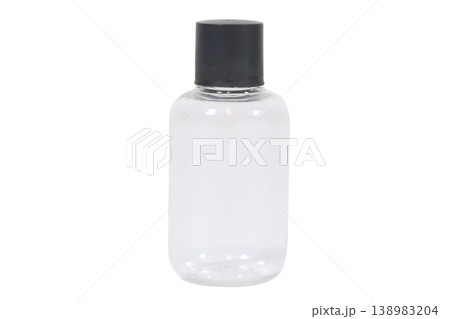 Empty plastic bottle with black cap on transparent background Empty plastic bottle with black cap on transparent background 138983204