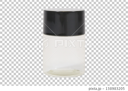 Small plastic bottle with black cap on transparent background 138983205